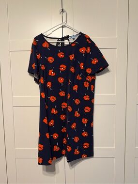 NWT XXL Draper James Navy Dress with Red Poppy Print